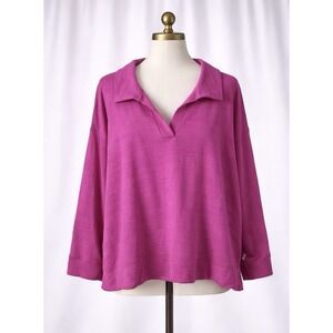 T By Talbots Top Collar Pink Popover Knit UPF 50 Sun Protection Size 1XP Petite